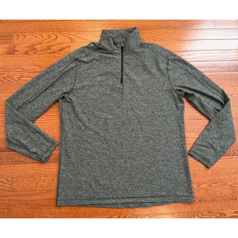 Lululemon 1/4 Zip Pullover Shirt Mens Large Green Stretch Tech Business Casual